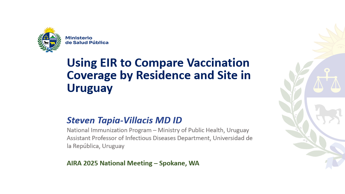 Using EIR to Compare Vaccination Coverage by Residence and Site in Uruguay