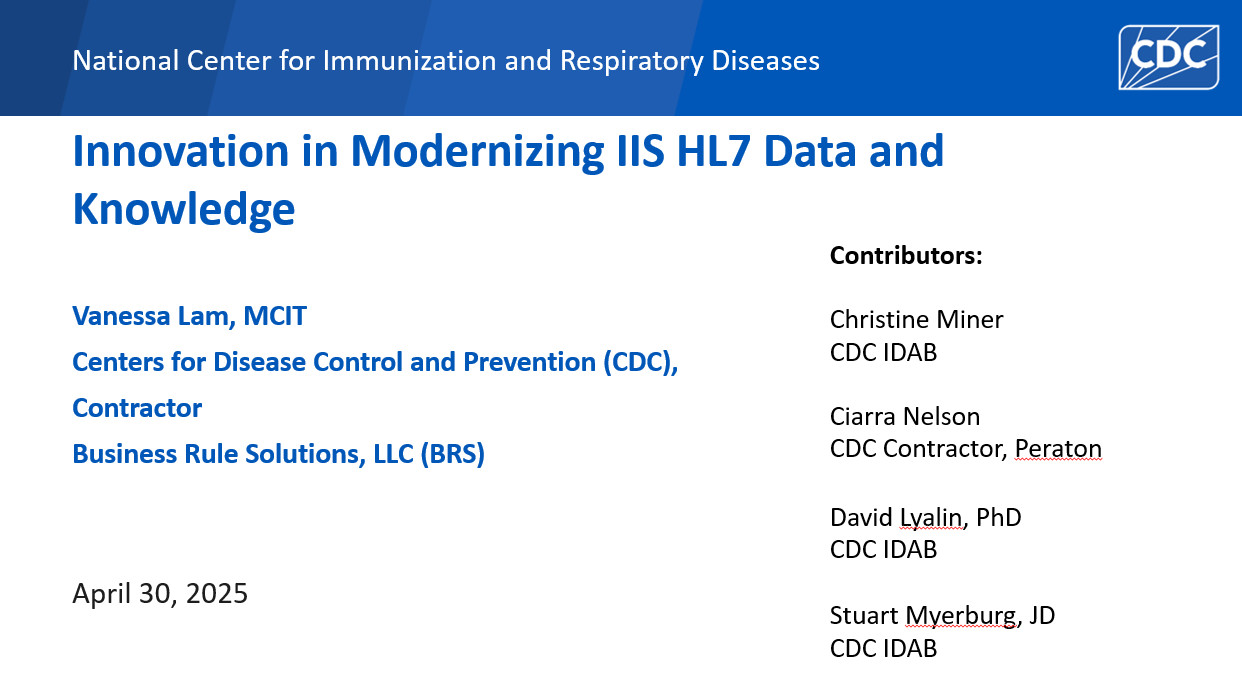 Innovation in Modernizing IIS HL7 Data and Knowledge