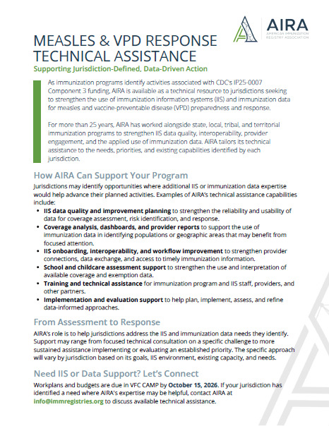 Measles & VPD Response Technical Assistance